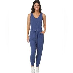 Joe Fresh Activewear Blue One Piece Sleeveless Jumpsuit Joggers Pockets Large